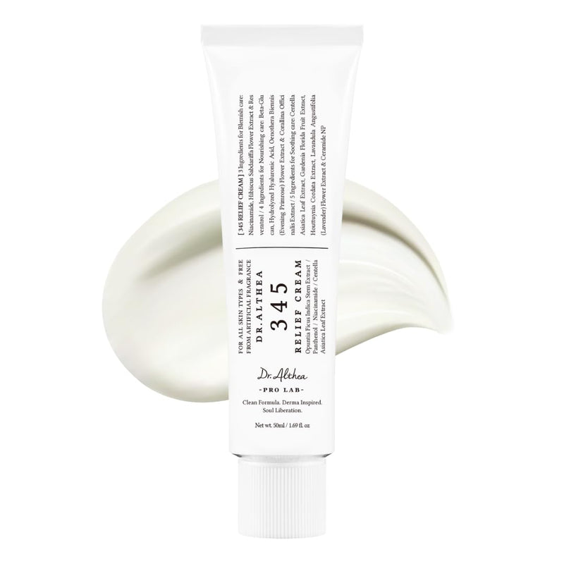 Dr.Althea 345 Relief Cream, Daily Face Moisturizer, Blemish Relief Care, Soothing Recovery & Moisture, Korean Vegan Skin Care for All Skin Types
