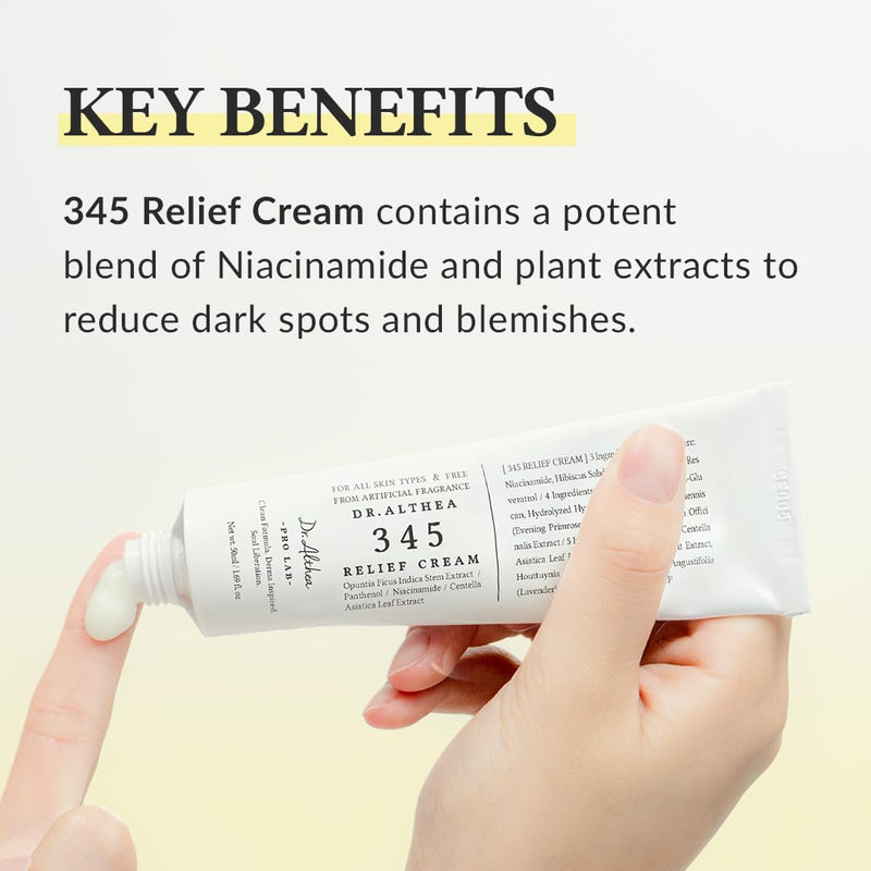 Dr.Althea 345 Relief Cream, Daily Face Moisturizer, Blemish Relief Care, Soothing Recovery & Moisture, Korean Vegan Skin Care for All Skin Types