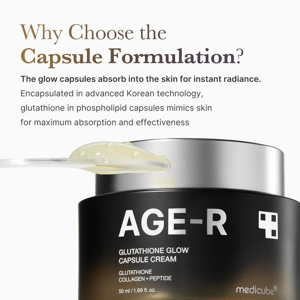 Medicube AGE-R Glutathione Glow Capsule Facial Cream - Instant Lifting Moisturizer - Collagen Peptide For Hydrating Glow - Improve Blemishes, Uneven Skin Tone